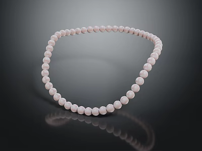 Elegant Pink Pearl Beaded Necklace With Smooth Round Shiny Beads Design 3d model