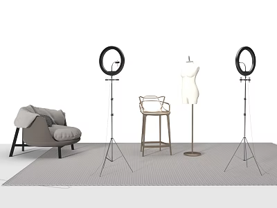 Iron Art Furniture In Modern Interior With Sofa And Lights 3d model