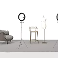 Iron Art Furniture In Modern Interior With Sofa And Lights