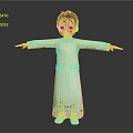 3D Animated Game Movie Character Boy In White Robe With Red Patterns And East Village Text
