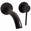 Sleek Black Modern Wall Mounted Faucet With Curved Spout And Hot Cold Indicators