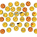 Cute Emoji Plush Dolls With Various Expressions Yellow Orange Designs