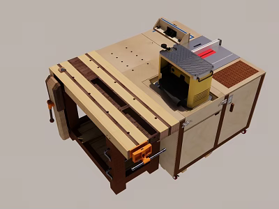 Stone Wood Processing Machine With Workbench Tools And Cabinet Design 3d model