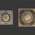 Two Decorative Stone Pillars With Ornate Tops And Classic Base Designs