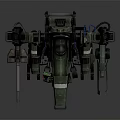 Green Mechanical Mech Game Movie Character With Weapon Cockpit And Legs Design