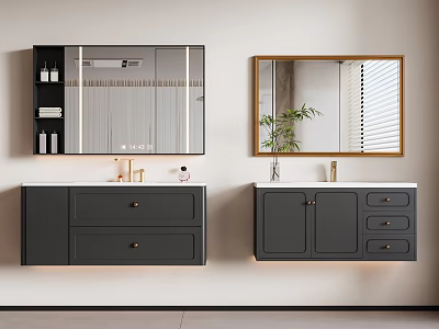 French Bathroom Cabinet Sink Mirror Cabinet 3d model