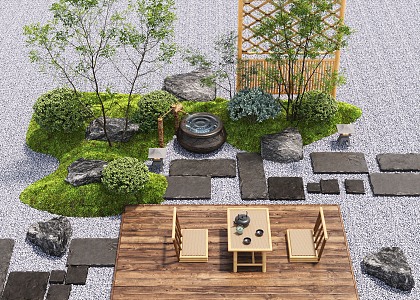 Courtyard landscape sketch bryophytes landscape plant landscape sketch 3d model