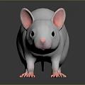 White Mouse With Pink Ears And Pink Tail On Dark Reflective Background 3d model