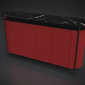 Modern Console Table With Red Cabinet And Black Marble Top Design 3d model