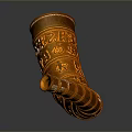 Exquisite Golden Horn Shaped Household Item With Intricate Carved Patterns