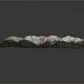 3D Garden Landscape Model with Mountain Terrain Green Vegetation and White Peaks