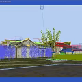 Ancient Traditional Tile Roofed Houses Courtyard With Surrounding Farmland River And Trees