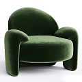 Elegant Plush Green Velvet Single Sofa with Curved Arms and Modern Design