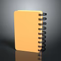 Yellow Spiral Notebook Computer With Black Binding On Dark Reflective Background