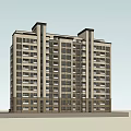 Modern High Rise Building Facade With Multiple Windows And Main Entrance 3d model