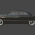 Black Vintage Car with Classic Retro Design Chrome Accents and White Wall Tires