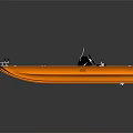 Orange Yacht With Modern Design And Reflections On Dark Background
