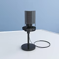 Blue Yeti Black Microphone On White Desk With Blue Background Design