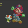 Super Mario Game Character And Mushroom Figure In Red Hat Blue Overalls With Raised Hand