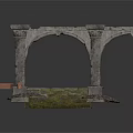Ancient Stone Archway Structure With Decorative Columns And Carved Base Details 3d model