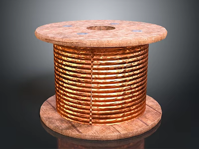 High Quality Copper Wire Coil Wound on Wooden Spool for Industrial Use 3d model