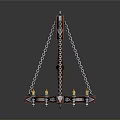 Vintage Wooden Chandelier Lighting Combination With Decorative Chains And Glass Bulbs