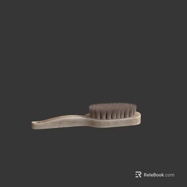 Durable Wooden Handle Brush With Natural Bristles For Everyday Household Use 3d model 