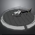 Space Mission Support Helicopter On Circular Platform With Metal Fence And Stairs