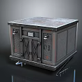 Industrial Metal Structure With Rustic Roof Crossed Door Riveted Panels And Wheels