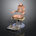 Vintage Brown Armchair Featuring Worn Leather Upholstery Metal Base And Footrest
