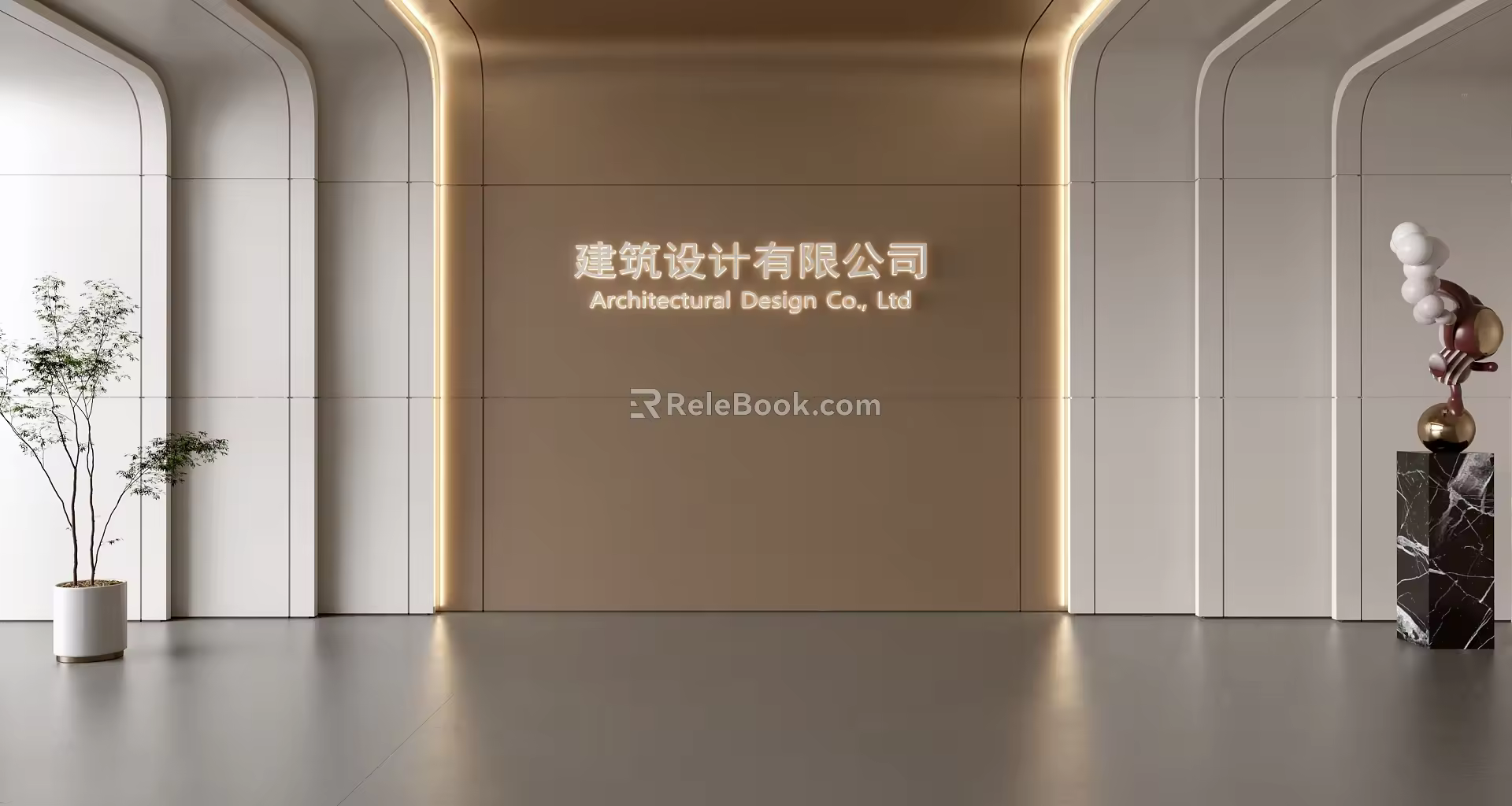 Modern Front Desk Background Wall Simple Background Wall Front Desk Reception Area Background Wall Company Front Desk Background Wall 3d model