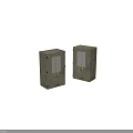 Two Industrial Metal Control Enclosures With Transparent Windows And Warning Labels