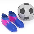 Blue And Pink Sports Football Boots With Black White Soccer Ball
