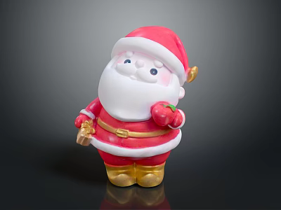 Festive Christmas Santa Claus Decorative Ornament Set With Red Gold Design Elements 3d model