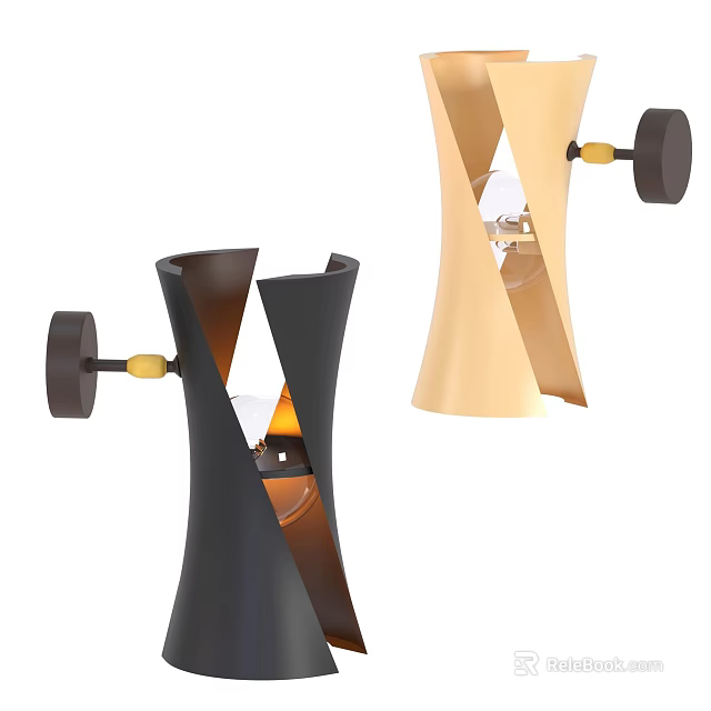 Modern Wall Lamp With Twisted Design Black And Beige Wall Mounted Lighting 3d model