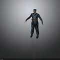 Detailed Military Character In Blue Uniform With Cap Suspenders Belt And Standing Pose