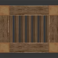 Wooden Sofa Stool with Slatted Top Square Design and Brass Accents