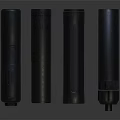 Tactical Weapon Components Four Silver Gray Metallic Cylinders with Various Textures and Designs 3d model