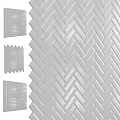 Glossy Light Gray Ceramic Tile Components With Herringbone Vertical And Grid Patterns 3d model