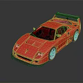 Red High Performance Sports Car With Sleek Exterior And Large Rear Spoiler