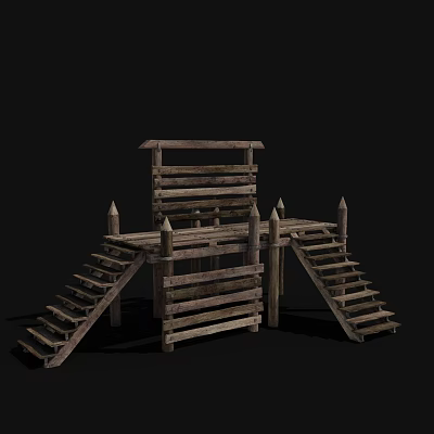 Wooden platform, wooden shelf, trap, wooden ladder, wooden road, plank road 3d model