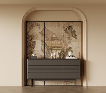 Antique Entrance Cabinet Side Cabinet 3d model