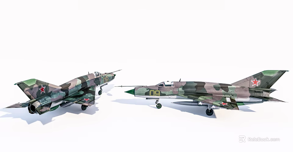Two Military Fighter Jets With Camouflage Paint And Detailed Design 3d model 