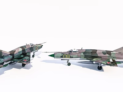 Two Military Fighter Jets With Camouflage Paint And Detailed Design 3d model
