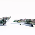 Two Military Fighter Jets With Camouflage Paint And Detailed Design