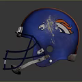 High Quality Blue Football Helmet With Red Stripe And Team Logo Design