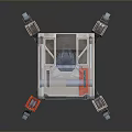 Four Legged Robot With White Orange Body Mechanical Legs Antenna And Display Screen