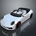 White Convertible Sports Car With Sleek Body Black Soft Top And Red Calipers