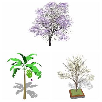 Modern Tree Flowers and Green Planting 3d model