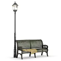Public Outdoor Street Lamp and Wooden Bench as Essential Road Facilities